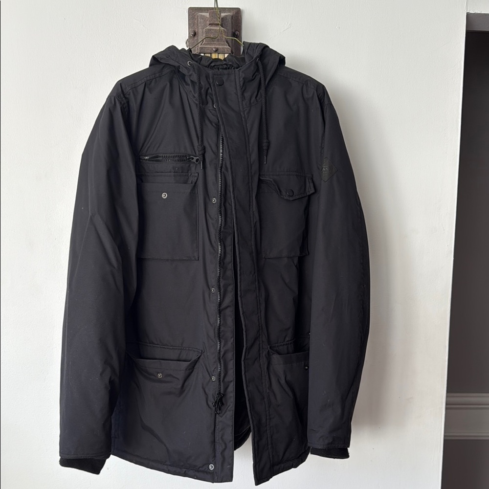 Black Military Field Jacket with Hood